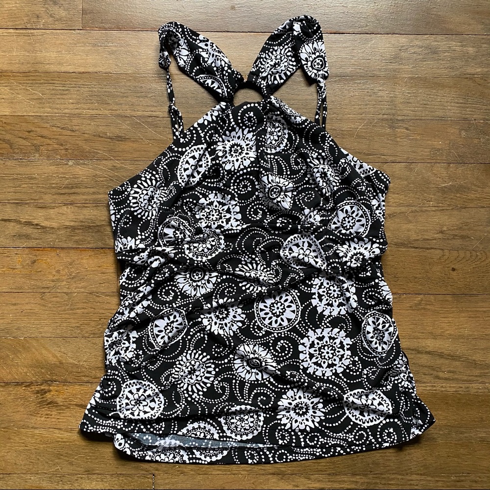 Black and White Abstract Halter Top